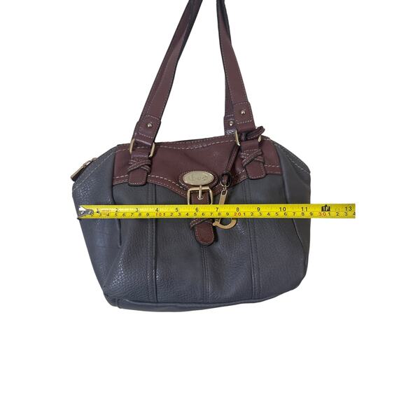 B.O.C. BORN CONCEPT WOMANS USED SHOULDER BAG FAUX LEATHER Plum / GRAY - Picture 2 of 7